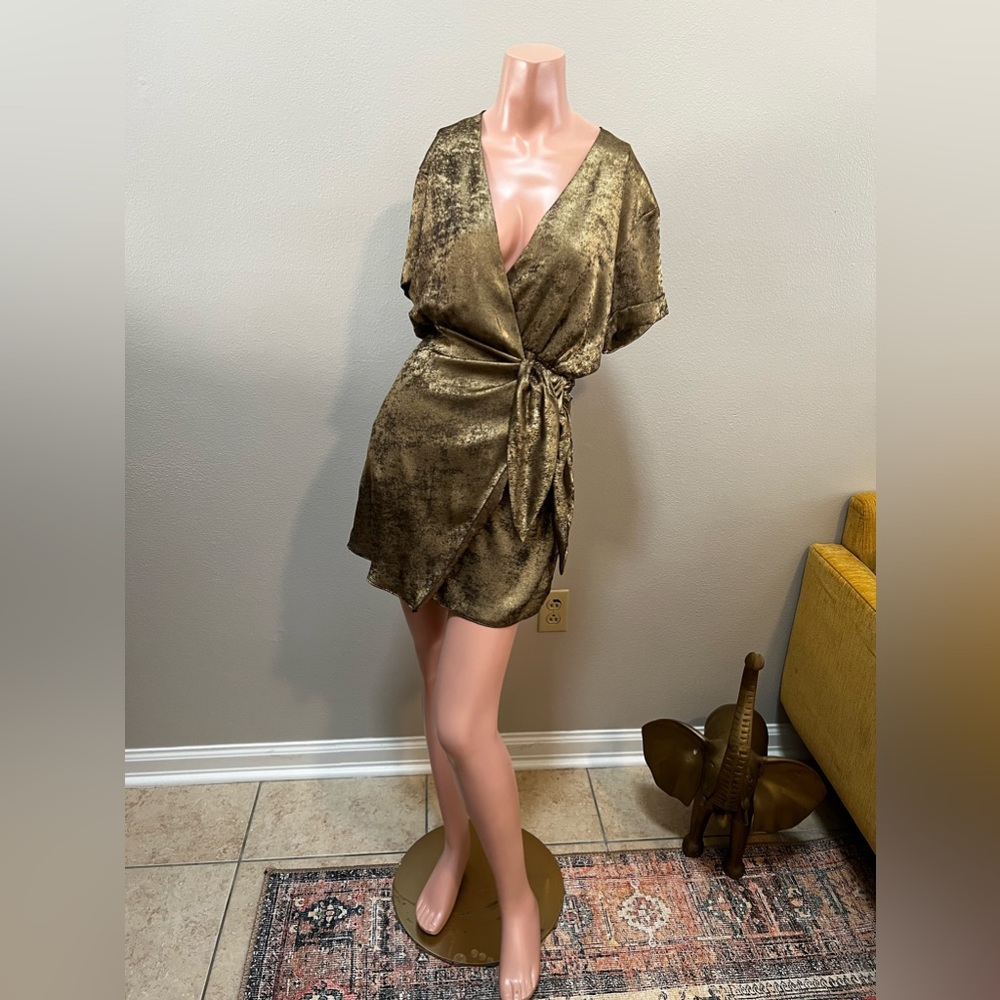ZARA gold wrap dress with tie!
